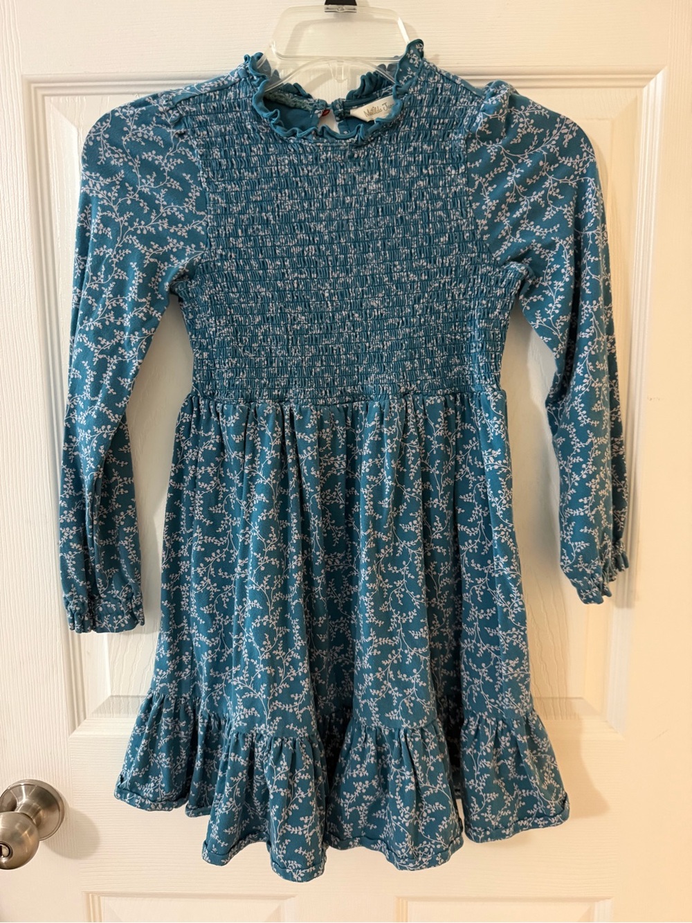 Matilda Jane Teal Floral Smocked Long-Sleeve Dress